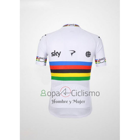 Sky UCI Mondo Campione Ropa Ciclismo Culotte Corto 2012 Hombre Mangas Cortas Rosso y Blanco
